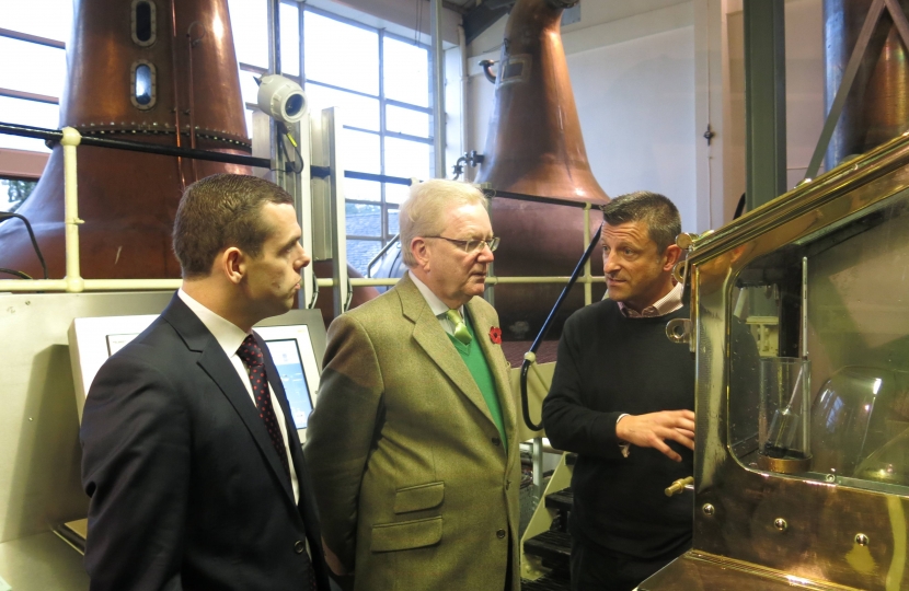Douglas Ross with Jackson Carlaw at Linkwood Distillery