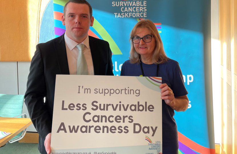 Douglas is pictured with Gill from the taskforce in Parliament on Less Survivable Cancer Awareness Day.