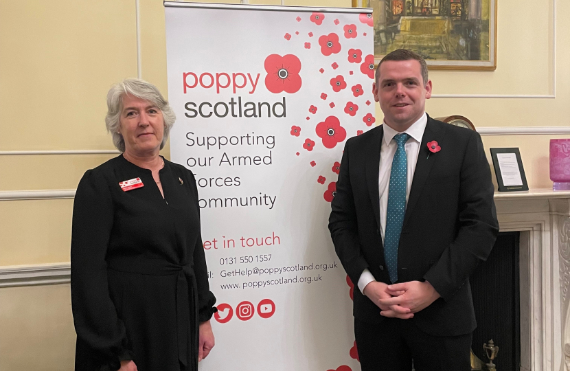 Douglas is pictured with Poppy Scotland Chair Helen Owen