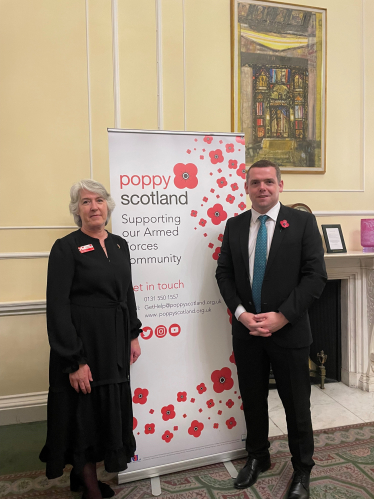 Douglas is pictured with Poppy Scotland Chair Helen Owen